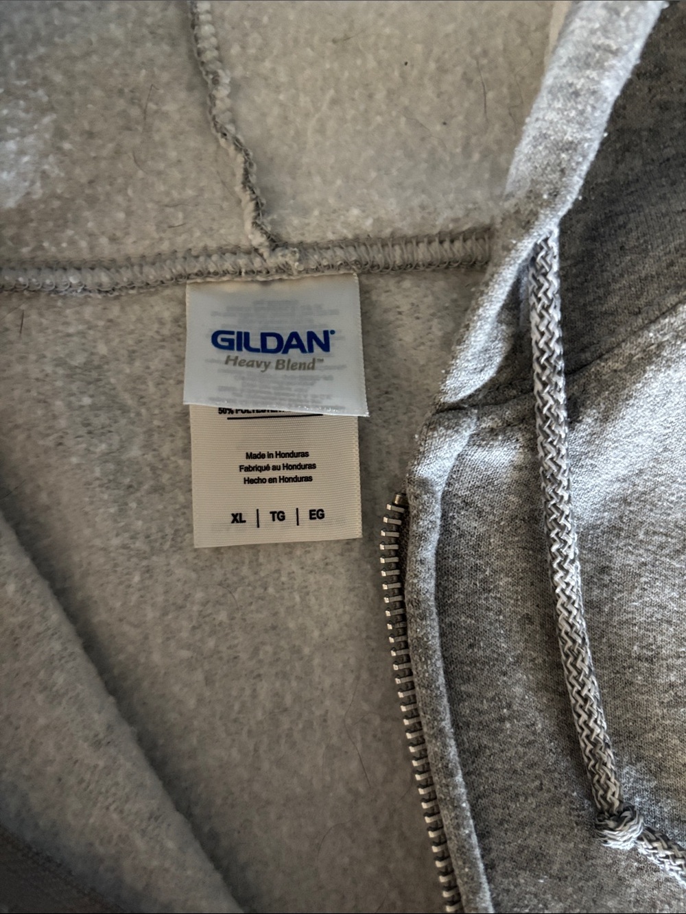 Gildan Light Gray Heavy Blend Full-Zip Hoodie mens XL - Picture 3 of 10